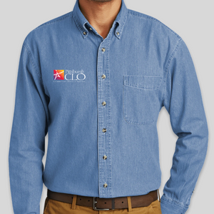 PITTSBURGH CLO FADED DENIM ADULT LONG SLEEVE BUTTON DOWN
