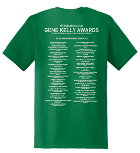 GENE KELLY AWARDS ADULT SHORT SLEEVE T-SHIRT - LEFT CHEST DESIGN WITH PARTICIPATING SCHOOLS BACK DESIGN