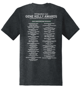GENE KELLY AWARDS ADULT SHORT SLEEVE T-SHIRT - LEFT CHEST DESIGN WITH PARTICIPATING SCHOOLS BACK DESIGN