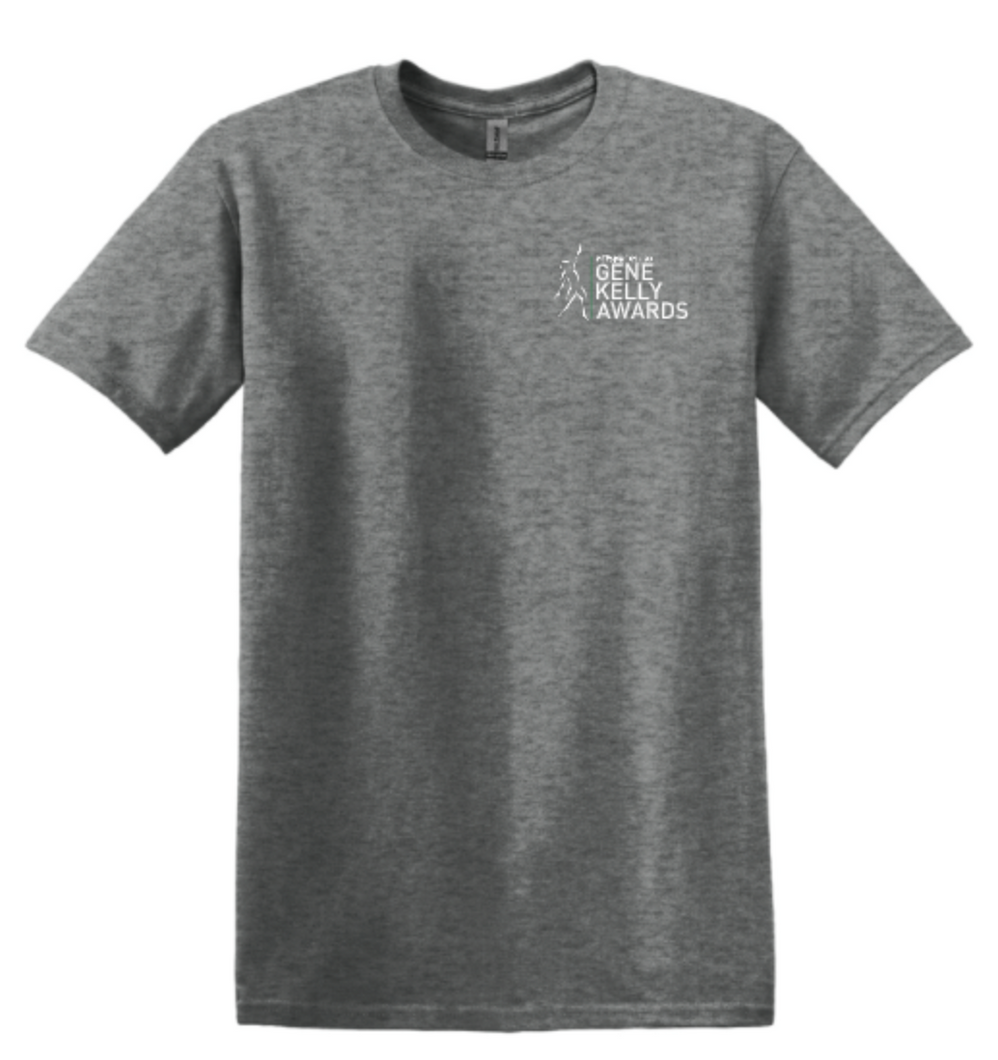 GENE KELLY AWARDS ADULT SHORT SLEEVE T-SHIRT - LEFT CHEST DESIGN WITH PARTICIPATING SCHOOLS BACK DESIGN