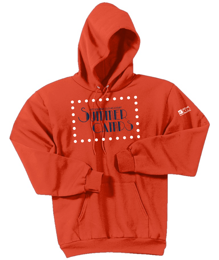 CLO ACADEMY SUMMER CAMP 2024 YOUTH & ADULT HOODED SWEATSHIRT - FULL FRONT / BACK & ARMDESIGN