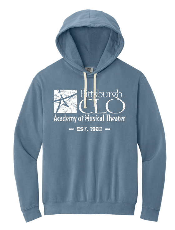 CLO ACADEMY YOUTH & ADULT VINTAGE WASHED LIGHTWEIGHT HOODIE - BLUE JEAN, NEON VIOLET OR GRAY