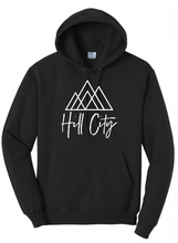 Load image into Gallery viewer, HILL CITY CHURCH FULL CHEST LOGO HOODED SWEATSHIRT - IN YOUTH &amp; ADULT SIZES