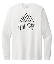 Load image into Gallery viewer, HILL CITY CHURCH FULL CHEST LOGO - RINGSPUN LONG SLEEVE TEE IN YOUTH AND ADULT SIZES