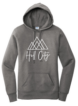 Load image into Gallery viewer, HILL CITY CHURCH FULL CHEST LOGO HOODED SWEATSHIRT IN WOMEN&#39;S FIT
