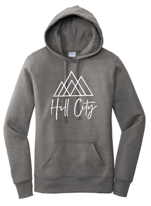 HILL CITY CHURCH FULL CHEST LOGO HOODED SWEATSHIRT IN WOMEN'S FIT