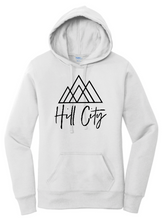 Load image into Gallery viewer, HILL CITY CHURCH FULL CHEST LOGO HOODED SWEATSHIRT IN WOMEN&#39;S FIT