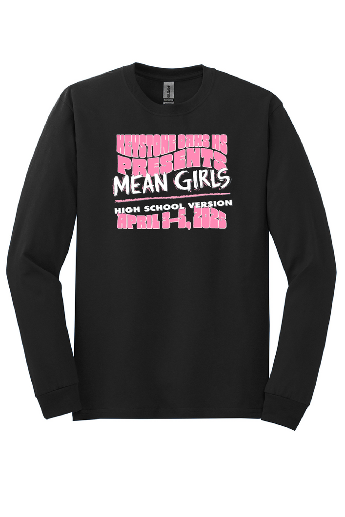 *CREW SHIRT* KEYSTONE OAKS - MEANS GIRLS: CORE COTTON YOUTH & ADULT LONG SLEEVE - BLACK
