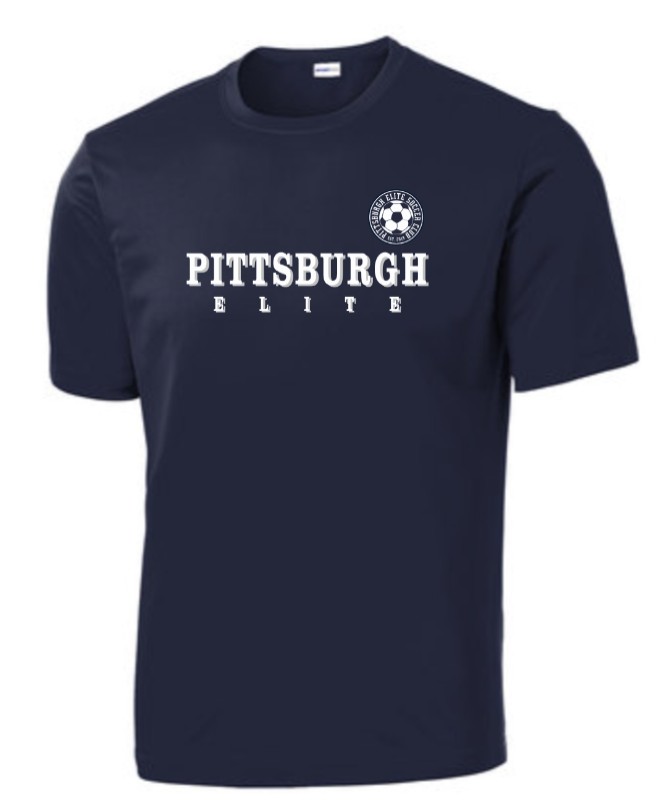 PITTSBURGH ELITE SHORT SLEEVE PERFORMANCE POSI-CHARGE COMPETITOR UNISEX T-SHIRT - CLASSIC DESIGN - WHITE OR NAVY