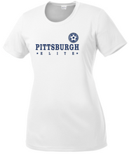 Load image into Gallery viewer, PITTSBURGH ELITE SHORT SLEEVE PERFORMANCE POSI-CHARGE COMPETITOR WOMEN&#39;S T-SHIRT - CLASSIC DESIGN - WHITE OR NAVY